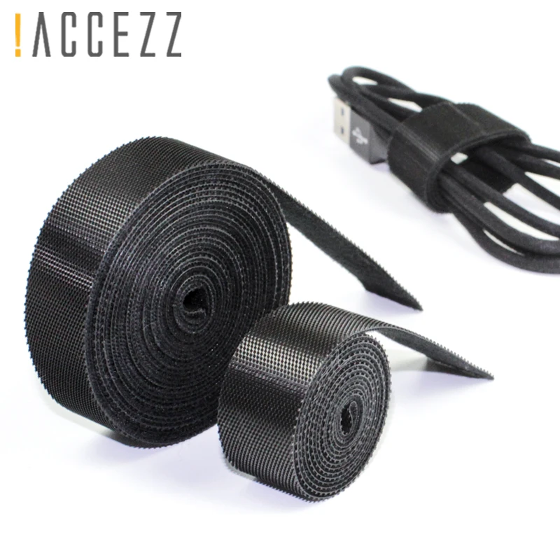 

!ACCEZZ Free Cutable Winder Phone Charging Cable Data Line Velcro Earphone Desktop Management Headphone Magnetic Cord Tape 1/3 M