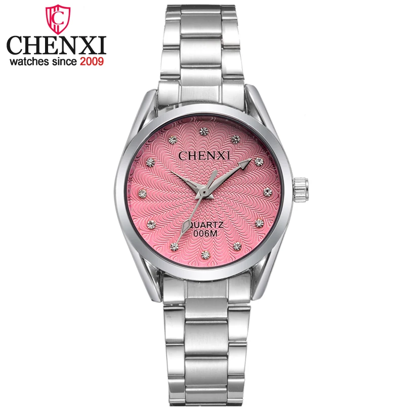 CHENXI модные женские часы розового цвета роскошные женские повседневные часы женские со стразами кварцевые часы наручные часы relogio feminino