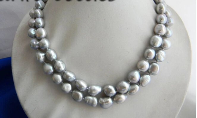 

fastA 2Strands 18'' 11mmX13MM Gray Baroque Freshwater Pearl Necklace