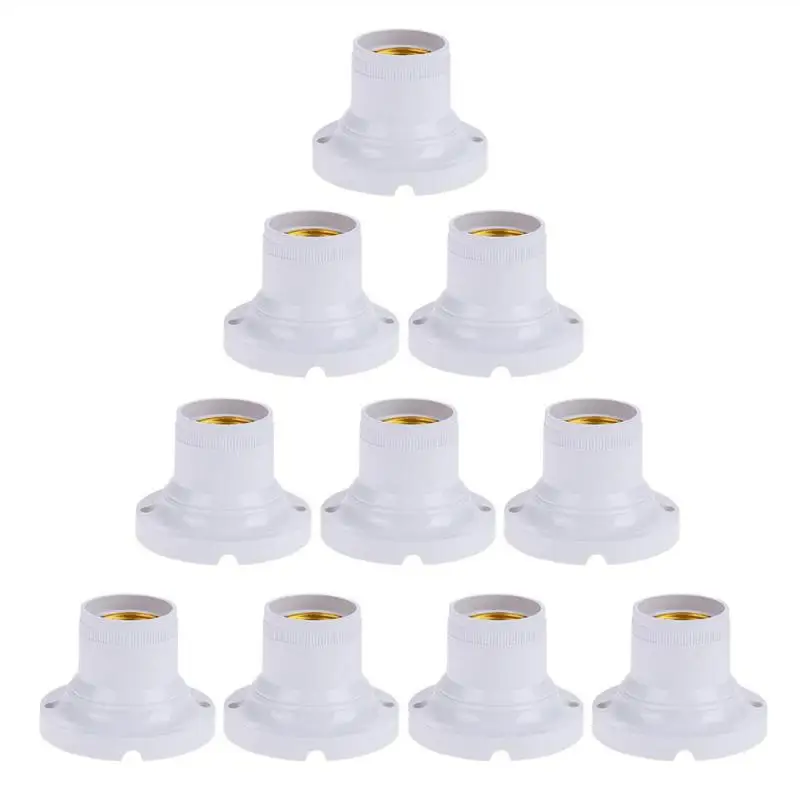 

10pcs E27 60W Light Base Holder Socket Home Office LED Bulb Lamp Adapter Fitting Converter Stand White Flame Retardant PBT