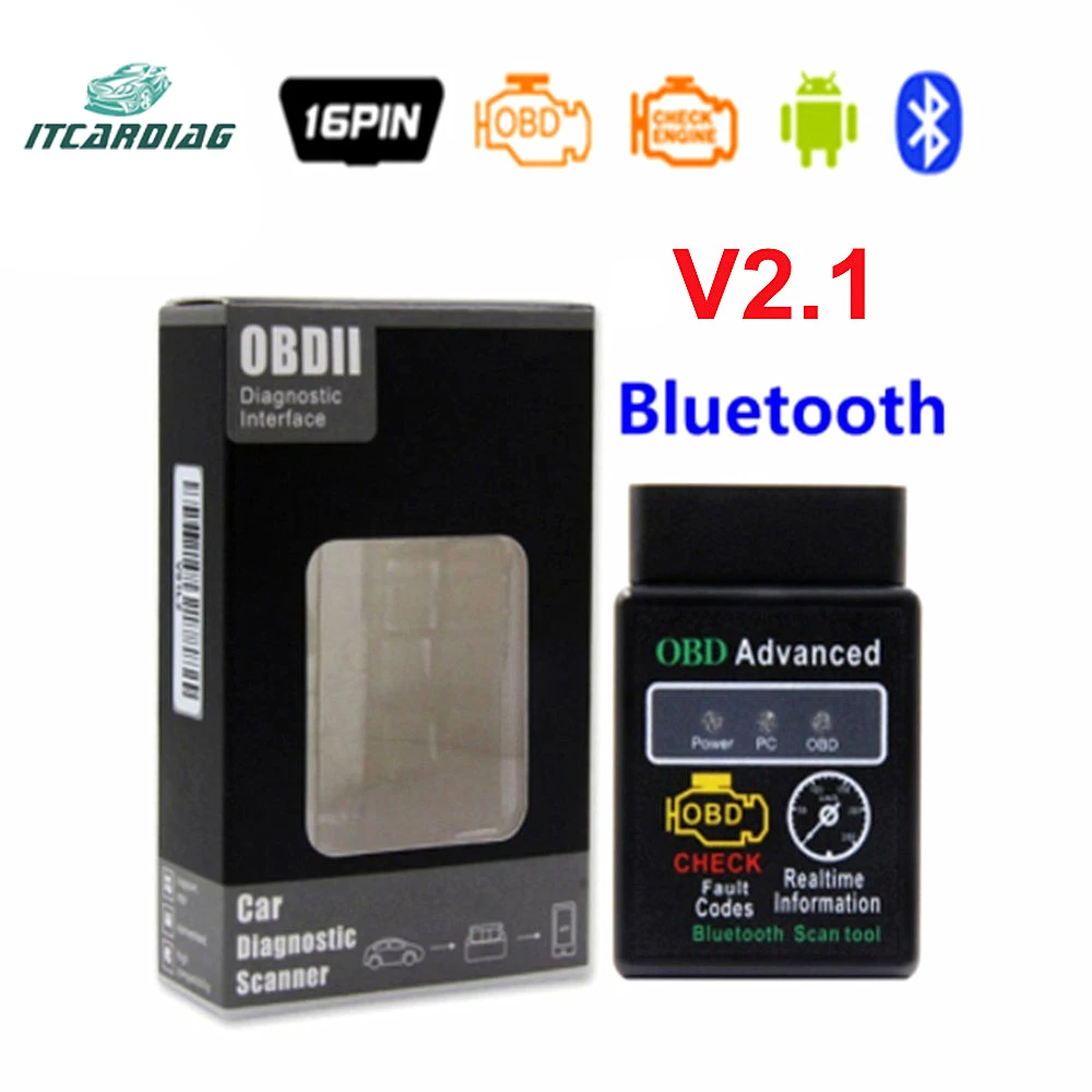 Супер Мини HH OBD ELM327 v2.1 сканер Bluetooth ELM 327 OBDII OBD2 CAN-BUS диагностический для Android Torque Windows