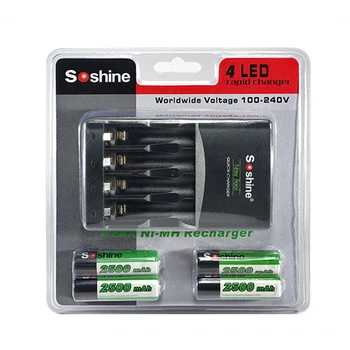 

SOSHINE 4pcs 2700MAH NI-MH AA + 1PCS charger SET NiMH battery rapid 4 slotS kit