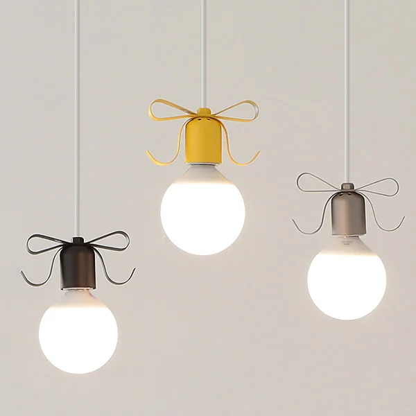 

Bowknot Design Pendant Light Colorful Lamp For Children Kid Room Study Lamp Bedroom E27 Metal Pendant Lamp