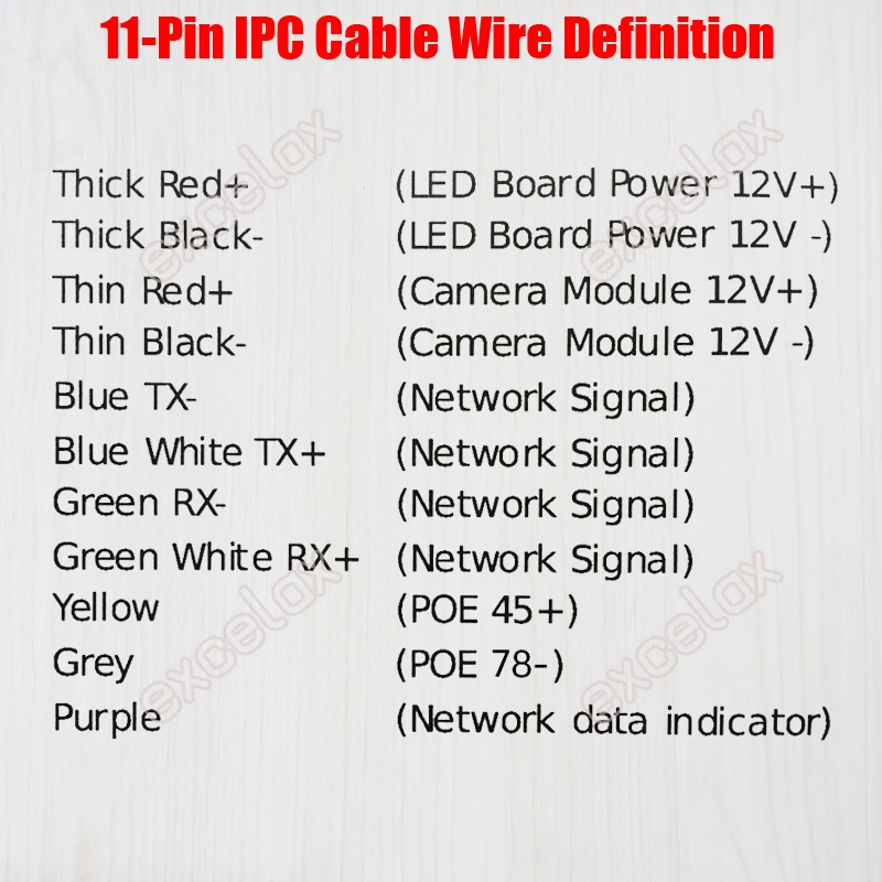 80cm 11P IP camera POE pigtail wire definition