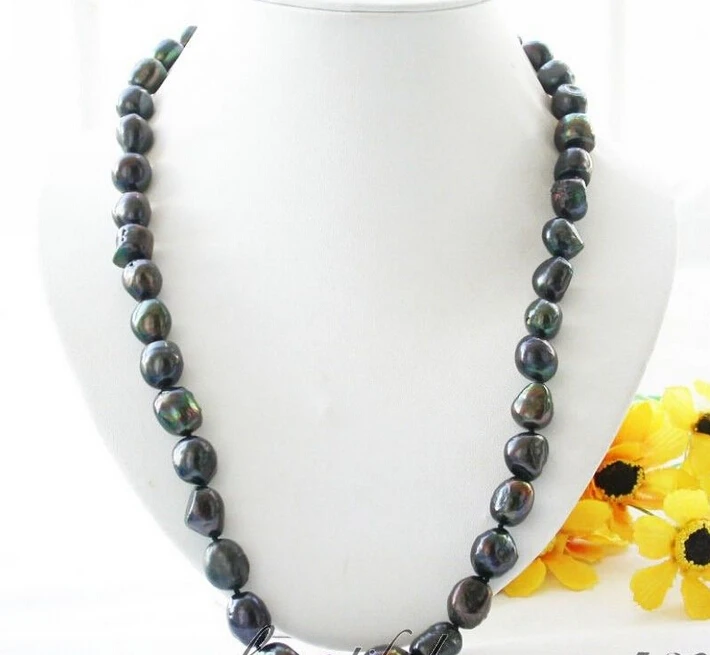 

>@@@@@ R5756 AZ4503 LUSTER 24" 15mm baroque black freshwater cultured pearl NECKLACE a -Top quality free shipping