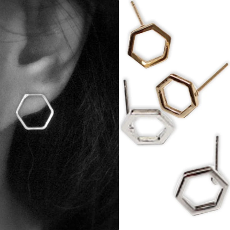 

1Pair Fashion Hollow Line Hive Hexagon Earring Cut Out Hexagon Honeycomb Earring Simple Elegant Geometric Earrings