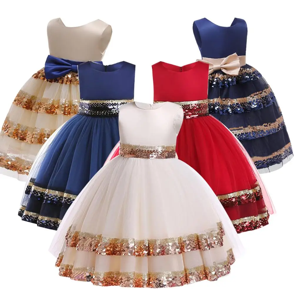 

2019 Girls Dress Sequins Princess Dress Birthday Party Clothes Wedding Dress Kids Dresses For Girls Children Clothing 10 Years