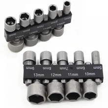 9Pcs 5-13mm Magnetic Nut Driver Set Socket Adapter 1/4 Hex Shank Power Nut Driver Drill Bit Metric Socket Wrench Screw 9pcs set 5mm 13mm hex socket sleeve nozzles magnetic nut driver set drill bit adapter hex power tools