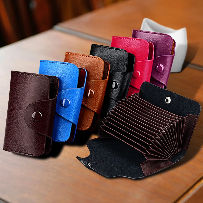 Genuine Leather Korean style Card Holder Unisex Credit Card Holders Men