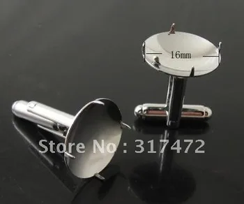 

FREESHIPPING!!! 100pcs/lot Silver Plated Cufflink Findings Cuff Link Blanks Backs 16mm Pad