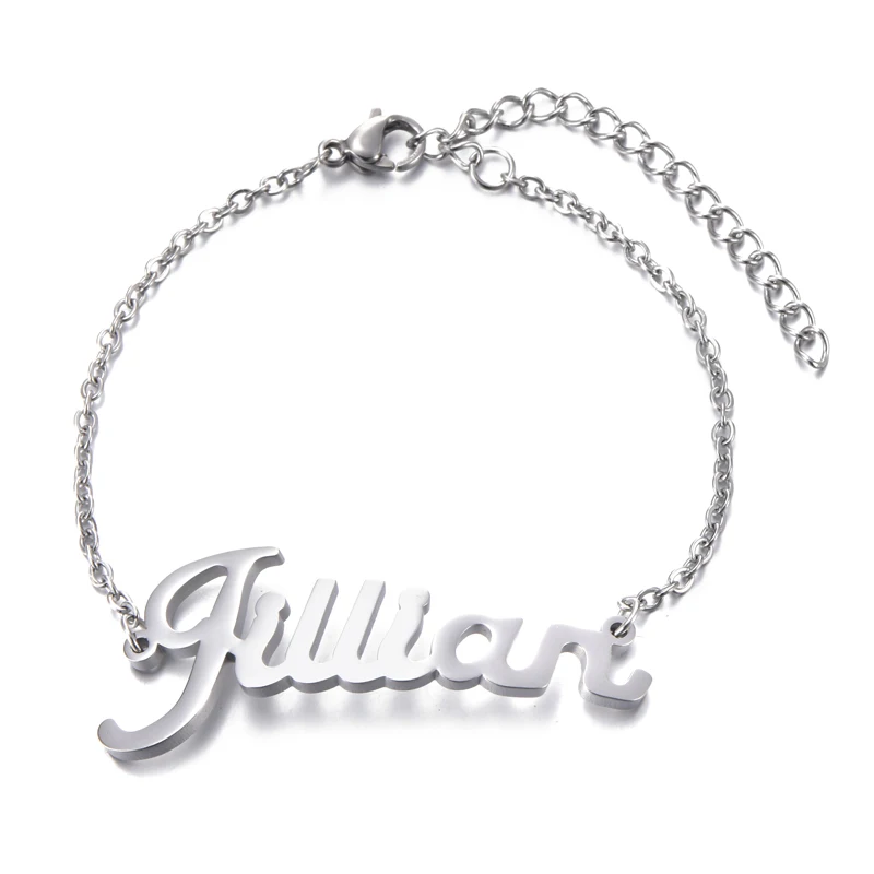 

Custom Name Bracelet Personalized Women Bracelet Stainless Steel Customize Initial Charm Bracelet Name Jewelry