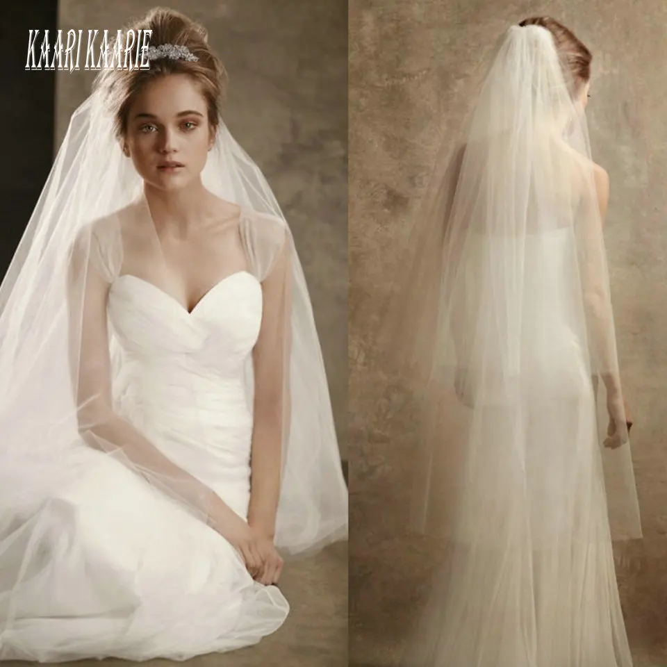 

Elegant White Wedding Veil fingertip Long 2020 Cheap Bridal yashmac Tulle Ivory Bride Accessories 120cm Women Veils With Comb