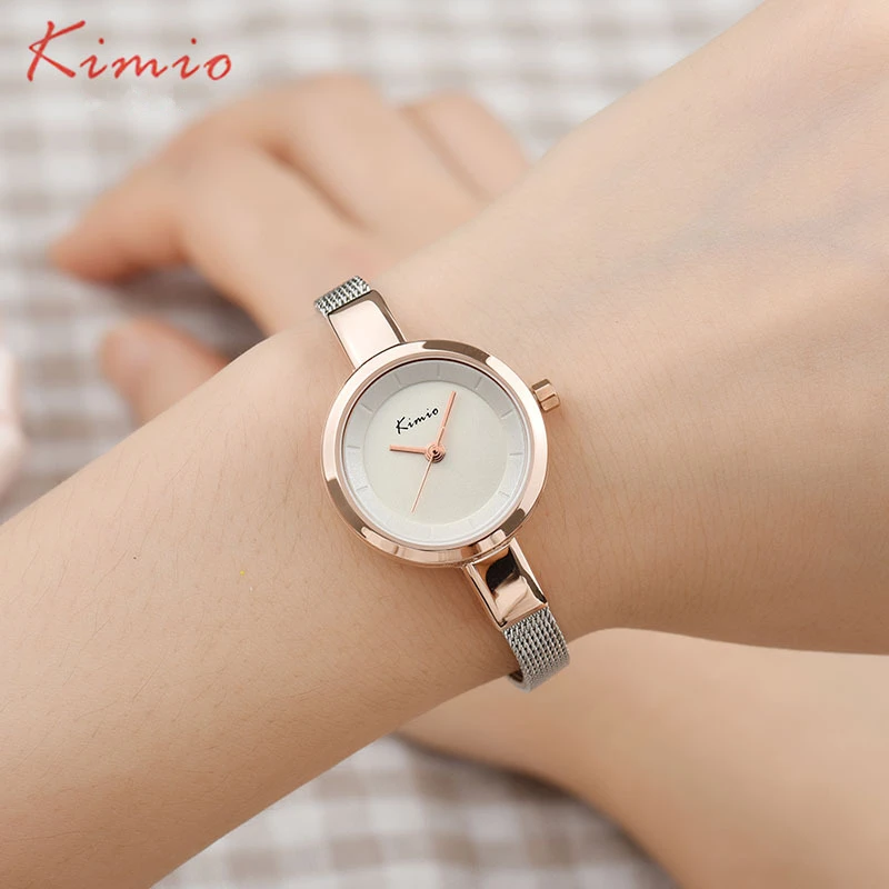KIMIO Simple Ladies Watch Women Stainless Steel Bracelet Woven Mesh Band Quartz Woman Watch 2018 Luxury Famous Brand Casual Sale