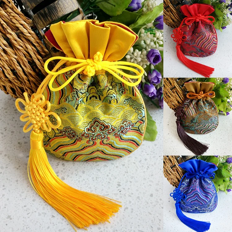 Buy Handmade Chinese knot Tassel Silk Brocade Pouch