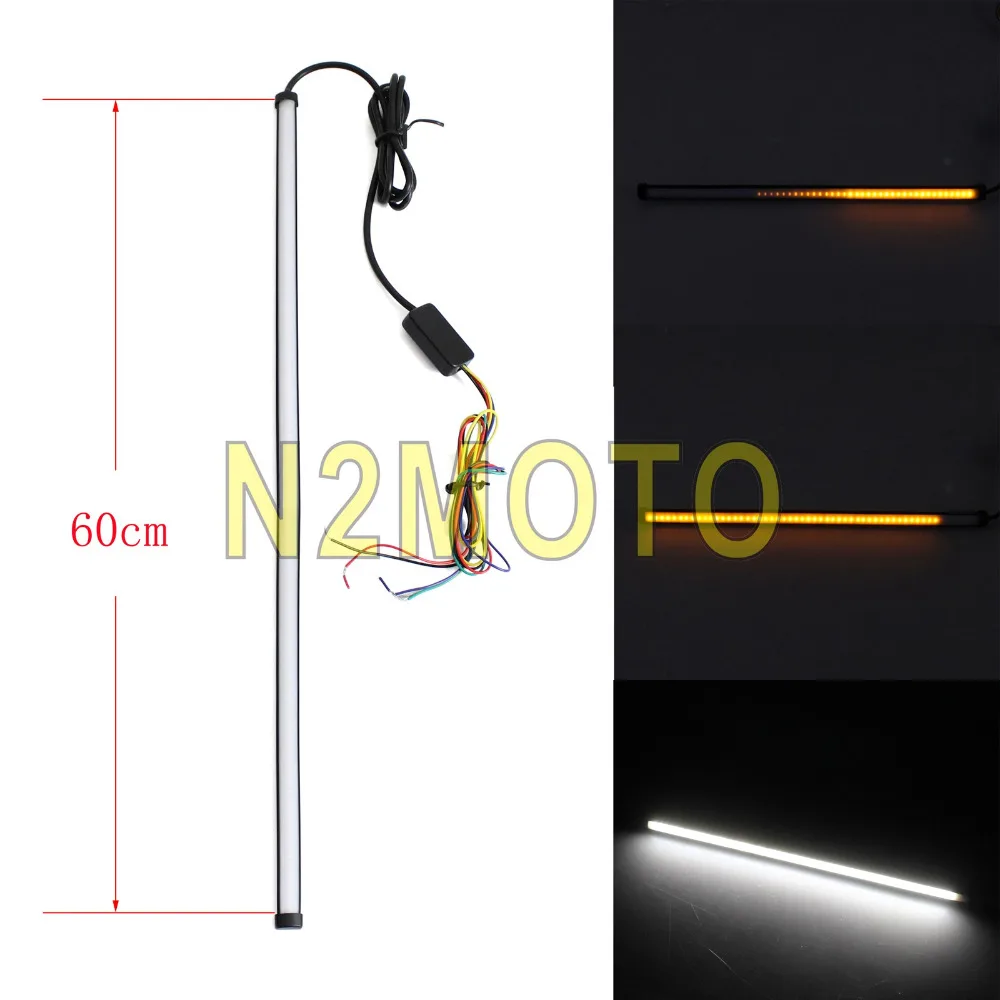 

60mm LED Strips Sequential Flowing White Amber Brake Light LED Flow Turn Signal Lights Universal