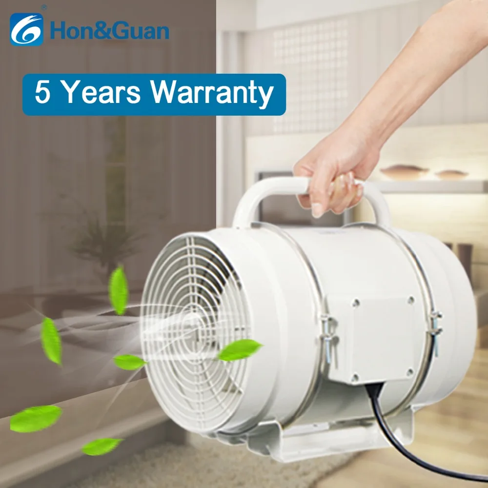 

Hon&Guan 8 inch 200mm in-line Duct Fan Portable Mixed Flow Extractor Fan with Handle, 123W 128W, IP44, 110V 220V