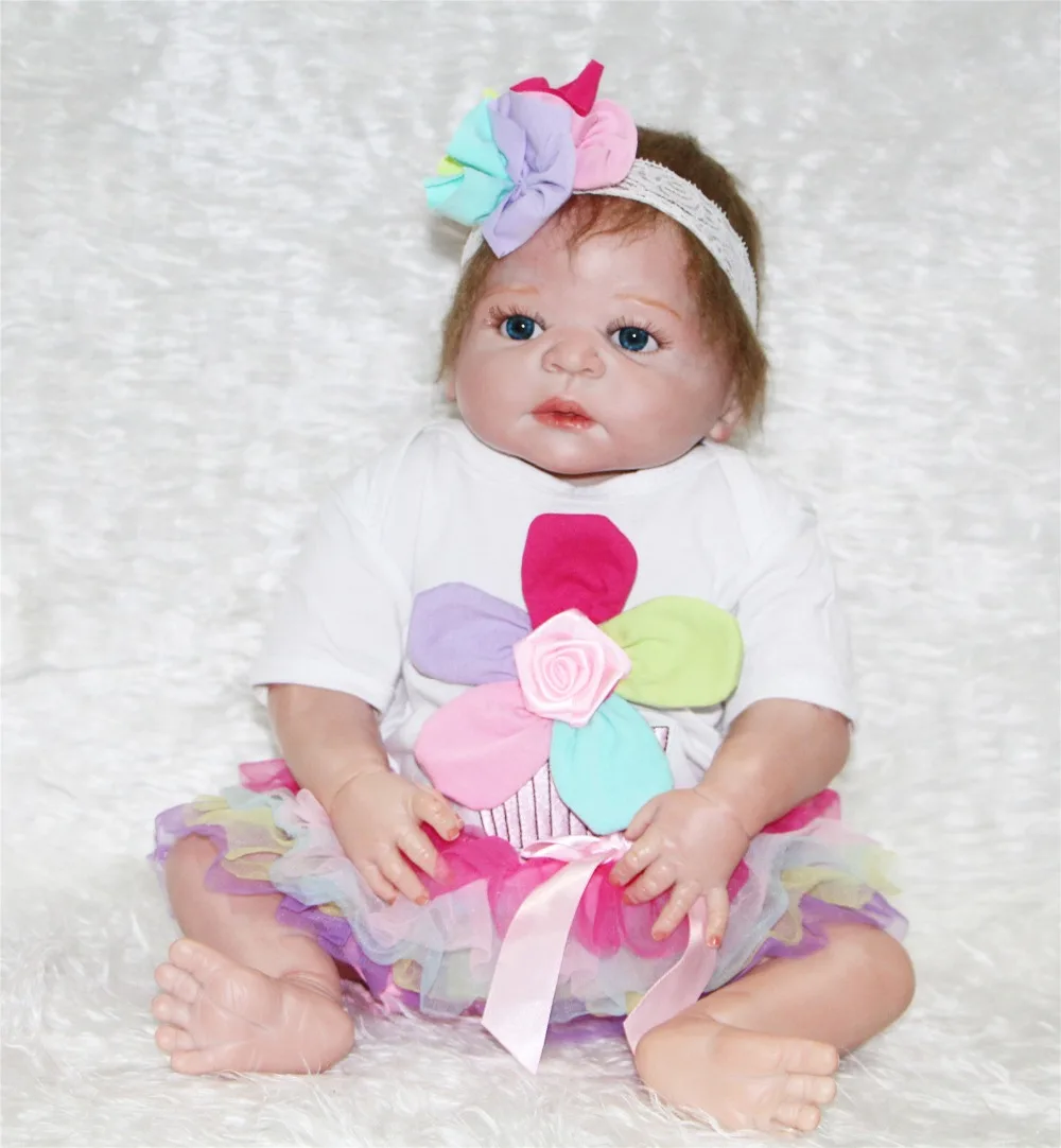 

22inch Full Body Silicone Reborn Newborn stylish doll for sale simulation vinyl Babies Doll Birthday Gift Child Bathe Toy Play