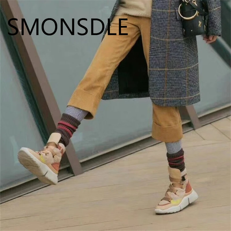 

2018 New Fashion Spring Autumn Women Flats Buckle Strap Shoes Woman Casual Women Shoes Sneakers Platform Shoes Mixed Color Flats