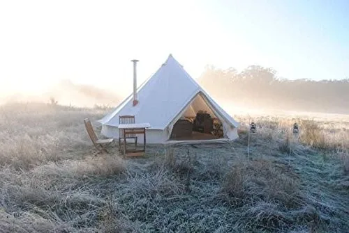 DANCHEL 5 м хлопок холст колокольчик палатка с двумя печными куртками водонепроницаемый tipi палатка с сеткой на двери окна