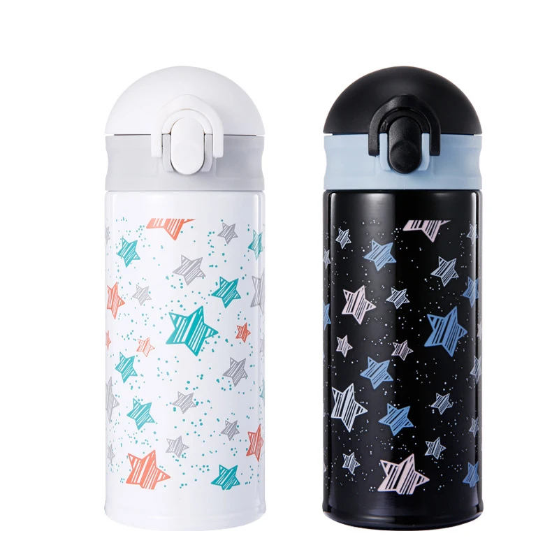 

VA STUDIO 350ml Thermocup Bouncing Cover Bottle Mini Vacuum flask Love and Stars Pattern Thermal Mugs Travel Thermos Gift Cup