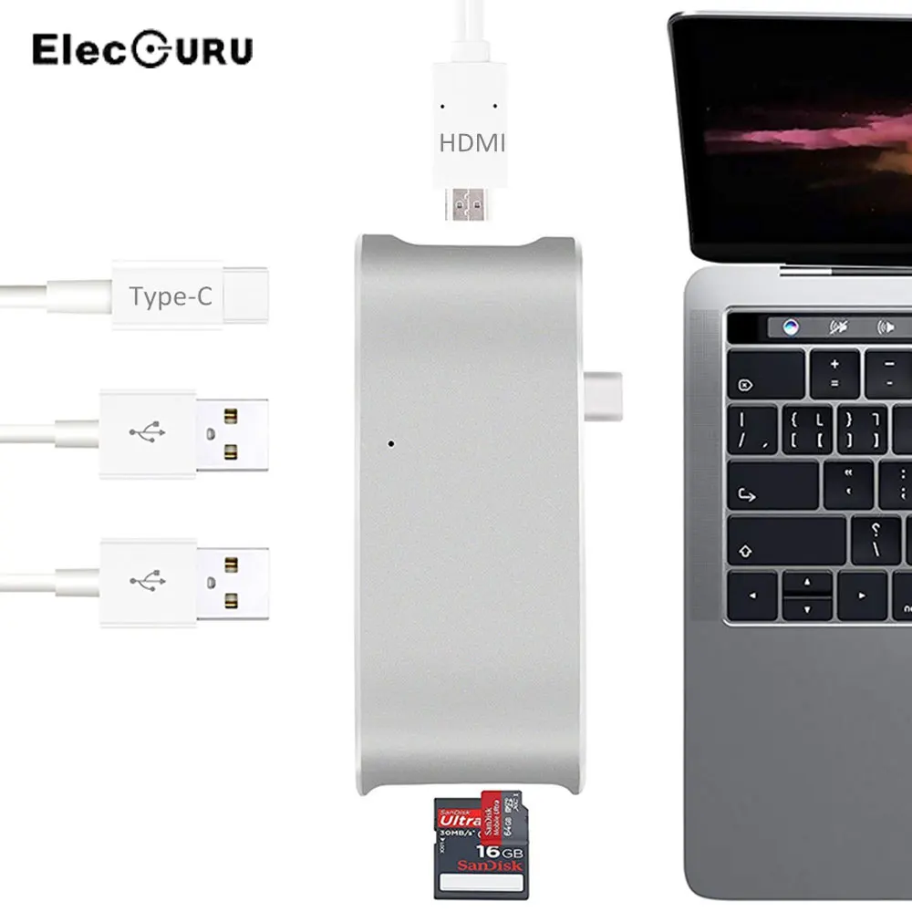 2 USB 3.0 Port Type-C Hub Adapter For MacBook 4K HDMI Pass-Through Charging/SD+Micro Card ReaderFor Apple MacBook Pro 2016/2017 2 USB 3.0 Port Type-C Hub Adapter For MacBook 4K HDMI Pass-Through Charging/SD+Micro Card ReaderFor Apple MacBook Pro 2016/2017