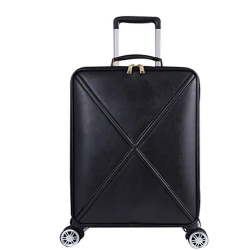 CHENGZHI 1" 20" 2" дюймовый Женский чемодан из ПУ-кожи для посадки, туристические наборы - Цвет: black