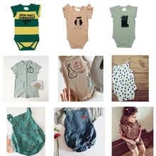 Комбинезоны для маленьких мальчиков; коллекция года; сезон лето; комбинезоны с принтом для девочек; хлопковый для новорожденных; цельнокроеная одежда; костюм для малышей