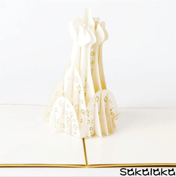 10pcs Creative Exquisite Handmade Wedding Dress 3d Wedding Invitation Card Lovely Wedding Greeting Card Greeting Cards Wedding Greeting Cardsweddings Greeting Aliexpress