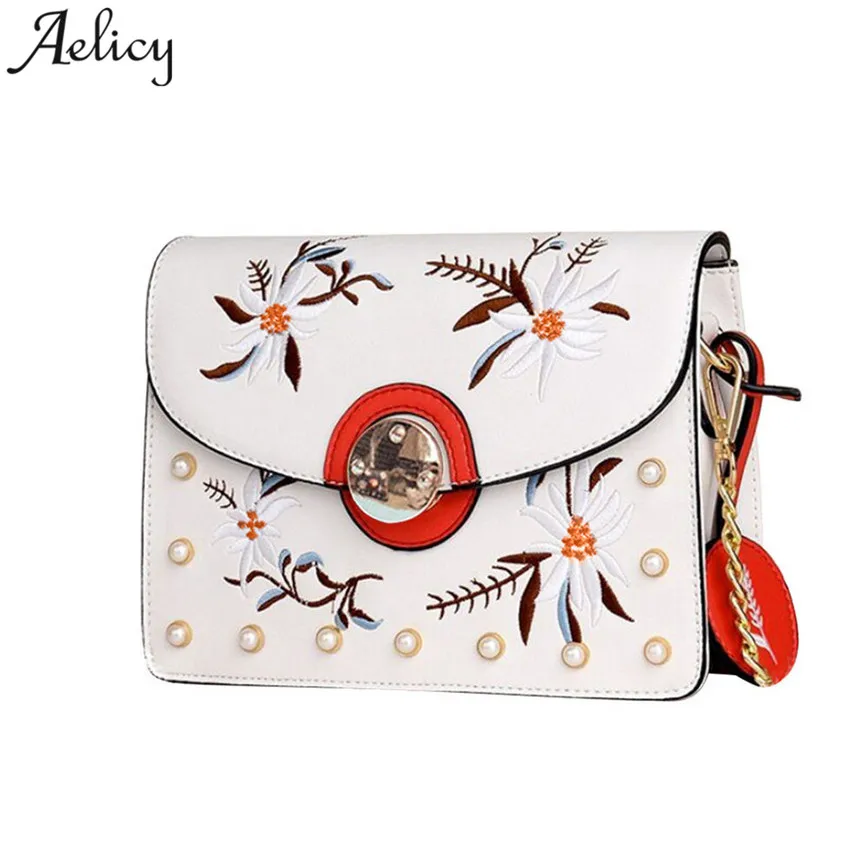 

Aelicy Famous Designer Small PU leather Shoulder Bag Floral Embroidery Crossbody Bags Chain Flap Bags Hasp Zipper Bag C30