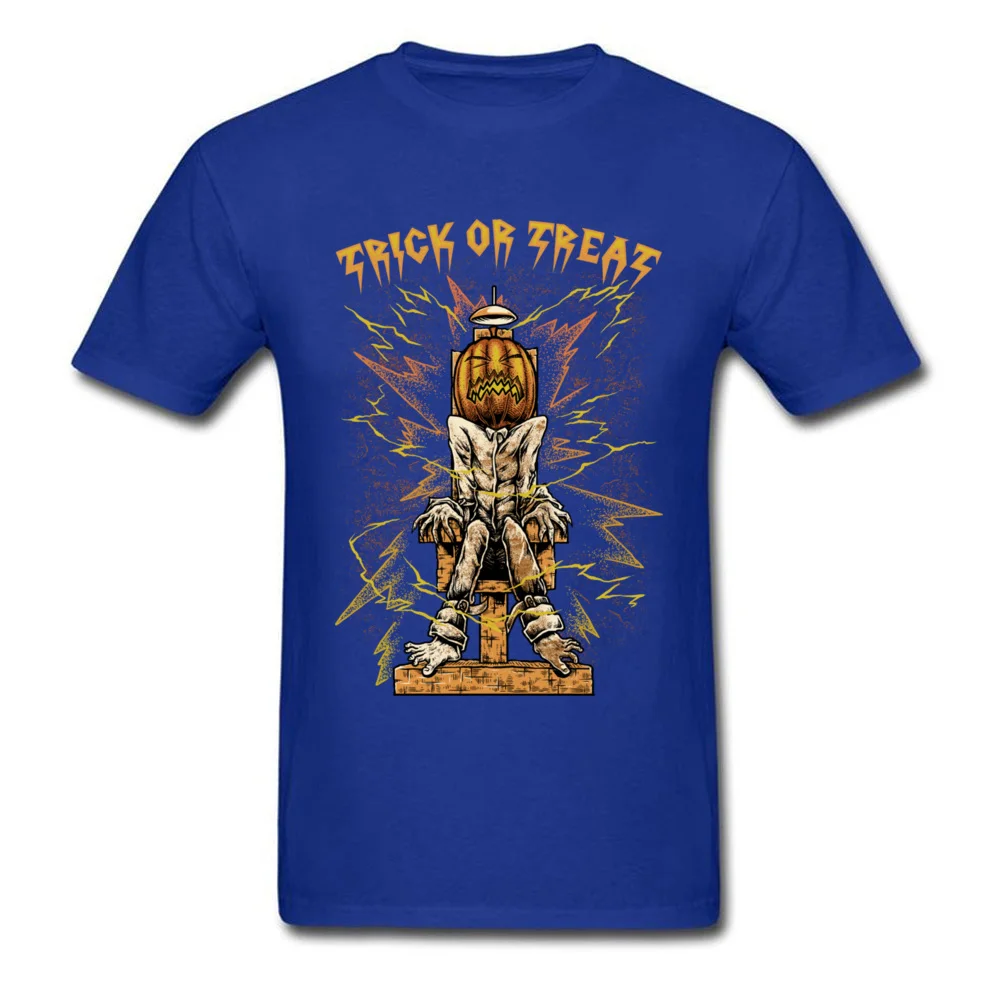 Trick or Treat T-Shirt Short Sleeve Party Latest Men's Summer Tops Shirts Party Tee Shirt O Neck 100% Cotton Fabric Trick or Treat blue