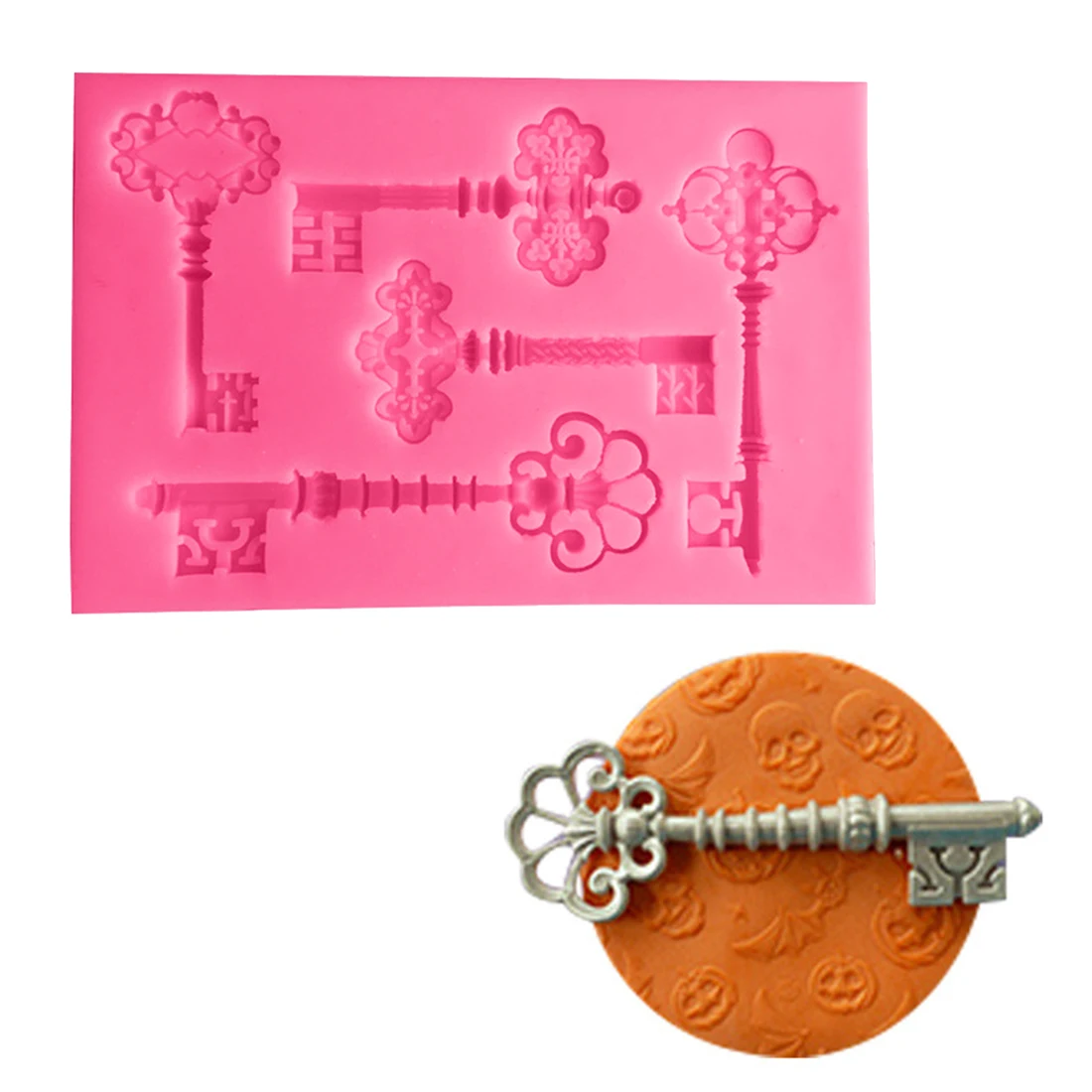

Kitchen DOY Tools 1PC Silicone Soap Mold Retro Keys Shape Fondant Cake Decorating Moulds Chocolate Stencils Pastry Baking Pan