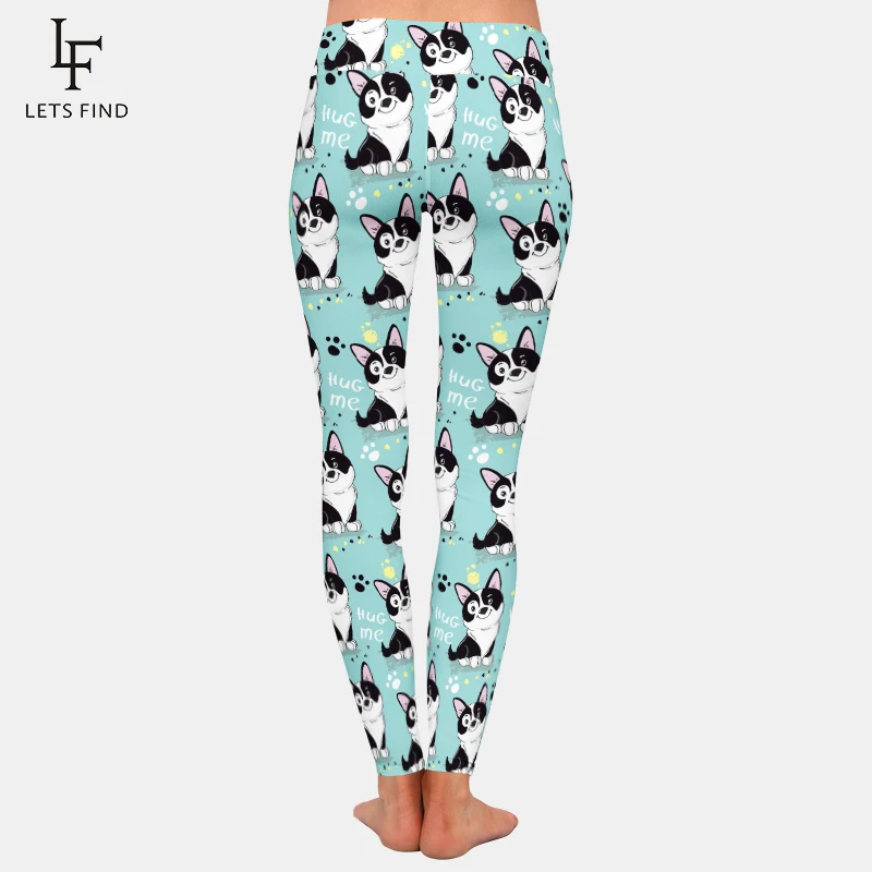 LETSFIND High Waist Women Leggings Fitness High Elastic Workout Leggings Cute Cartoon Dogs Print Female Push Up Trousers spanx pants