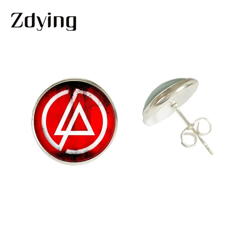 ZDYING Rock Linkin Park серьги-гвоздики логотип музыкальной группы узор стекло кабошон серьги золото/серебро/нержавеющая сталь Ювелирные изделия LK001