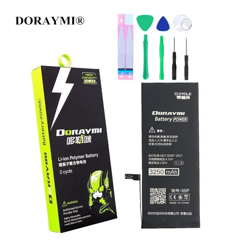 

Original DORAYMI Battery for iPhone 6s Plus Mobile Phone Bateria 3250mAh High Capacity Replacement Batteries Free Tools