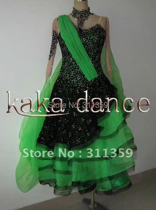 100% Новый конкурс Костюмы для бальных танцев Стандартный платье для танцев (каждый цвет, ecah размер)-kaka-b2015
