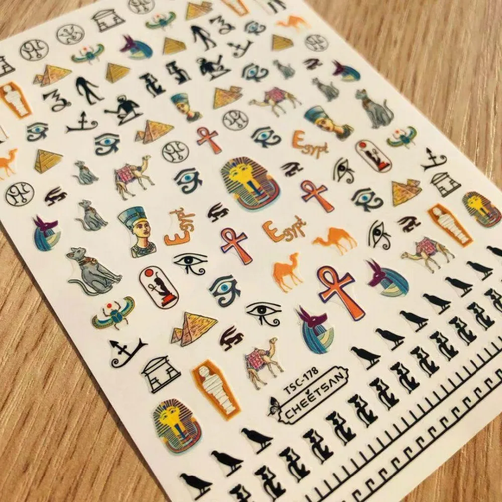 

Newest 3d nail art sticker TSC-178 Mummy Egypt element SERIES Template Decals Tool DIY Nail Decoration Tools