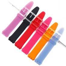 Pulseira de relógio das mulheres de Silicone acessórios pin fivela 16mm para Swatch SKINSFK30SFK361SFK397SVUB100SVOW100 faixa de relógio à prova d’ água