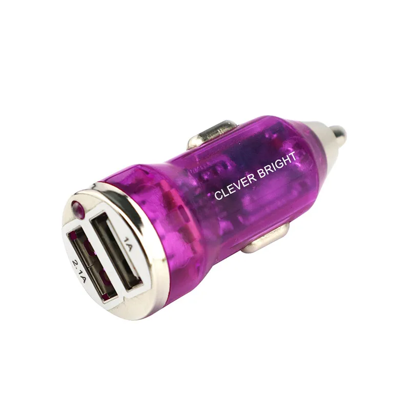 LED Car Charger 2.1A Dual USB Flashing Light Car Adapter Quick charging