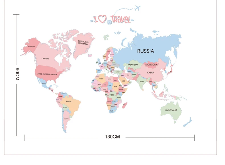 Горячая карта мира стикер для детей Красочные английские Mapa Mundi настенные наклейки для гостиной diy спальня Adesivo де Parede SD199