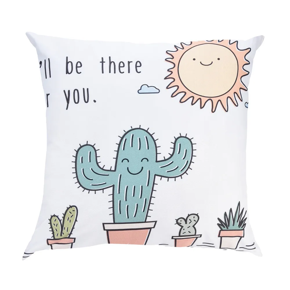 

Summer Green Plant Print Soft Cushion Covers Cactus Leaf Pattern Polyester Decorative Pillow Case For Bedroom Home Decor 45X45cm