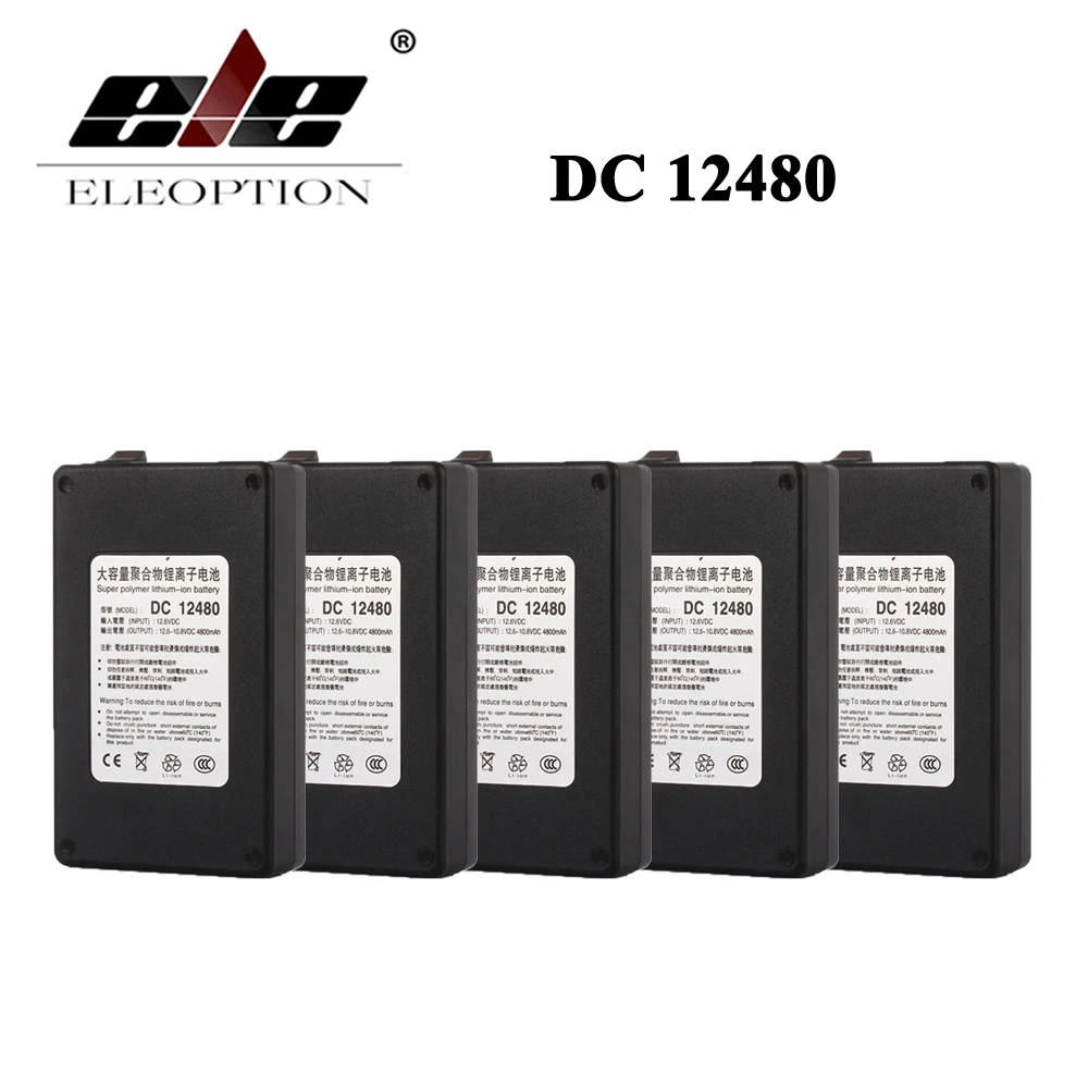 

ELEOPTION 5PCS Black DC 12V 4800mAh DC 12480 Rechargeable Portable Li-ion Battery for CCTV Camera Transmitter