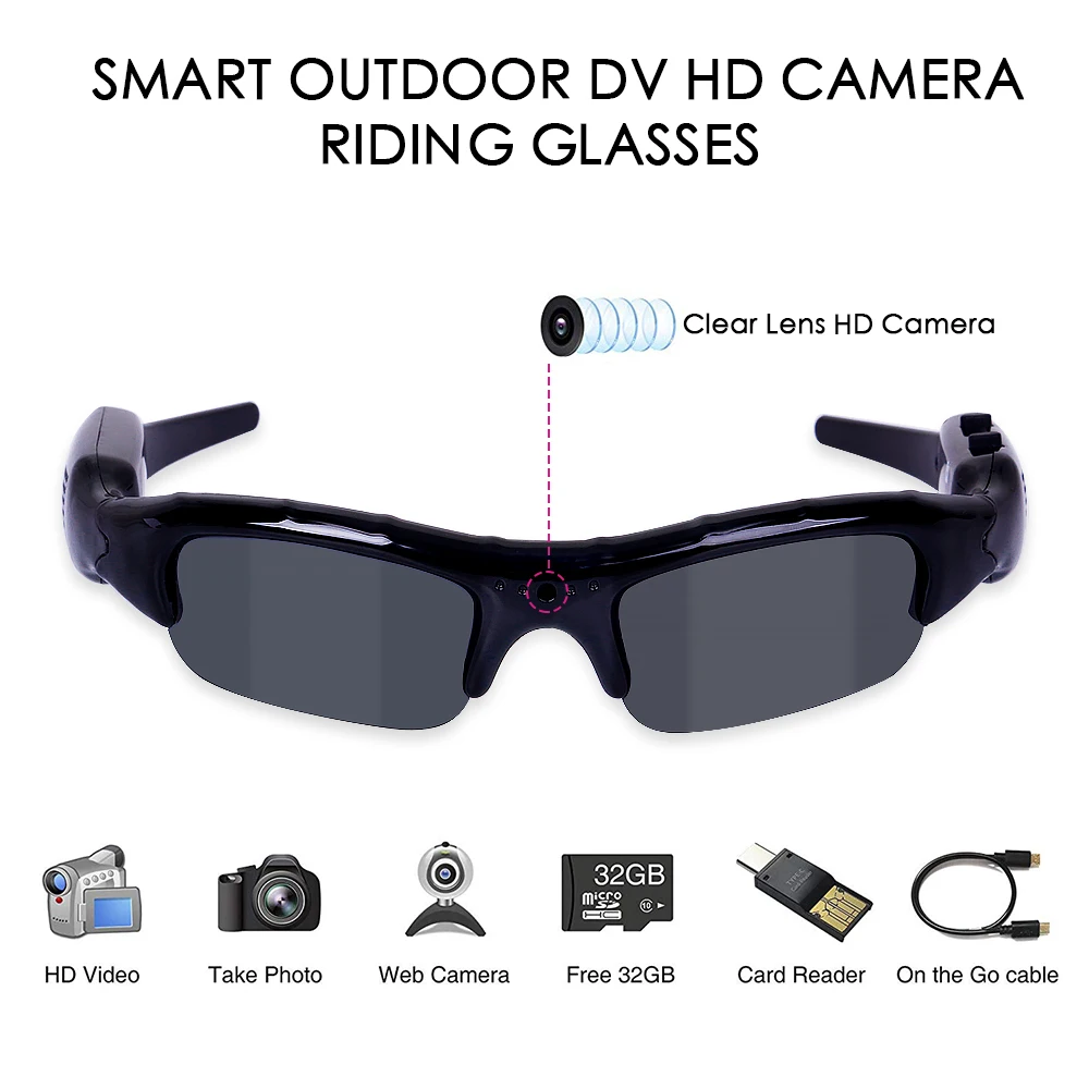 

Digital Camera Sunglasses HD Glasses Eyewear DVR Video Recorder 3 in 1 Riding sunglass