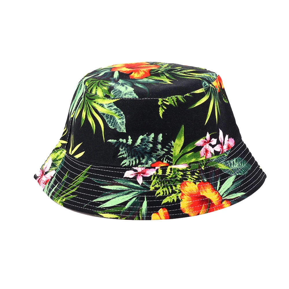 

Summer Foldable Fisherman's Hat Sunscreen Unisex Printed Flat Top Beach Outdoor Travel Cap Cotton Print UV Protection Bucket Hat