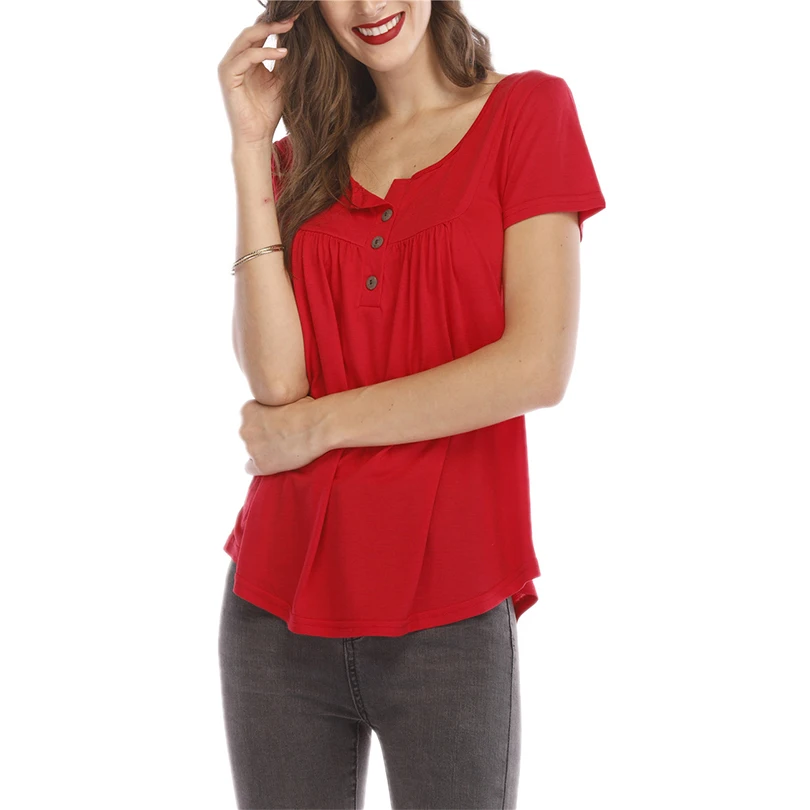 

Sexy V-Neck Red Short Solid Women T-Shirt Cotton Harajuku Tops Tees T Shirt For Female 2019 Summer Fashion Casual Beach Clothes