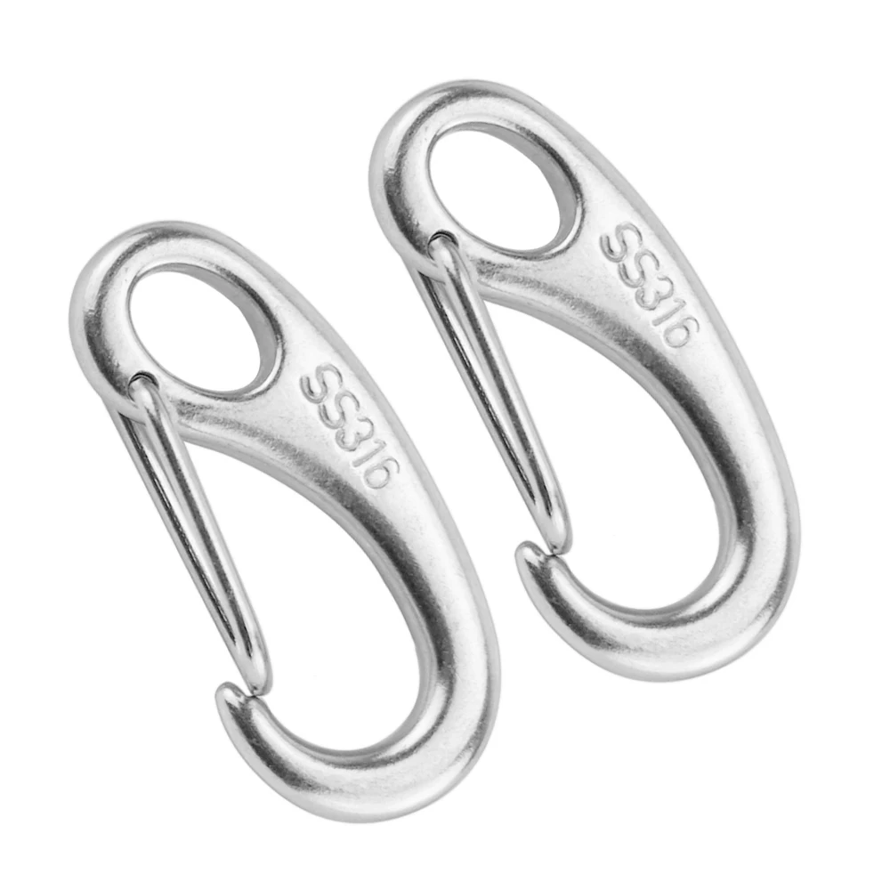 

2PCS Boat Stainless Steel Spring Snap Hook Clips Quick Link Carabiner Buckle Eye Shackle Lobster Claw Clasps climbing carabiner
