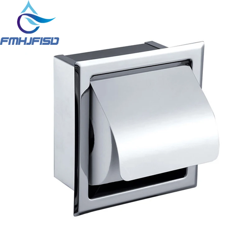 

SUS304 Toilet Paper Holder Concealed Bathroom Toilet Roll Paper Box Chrome Nickel Waterproof Paper Box Free Shipping
