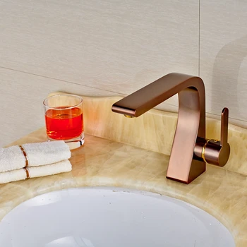 

New Red Oil Rubbed Bronze Ceramic Bathroom Faucet Hot&Cold Water Tap Deck Mount