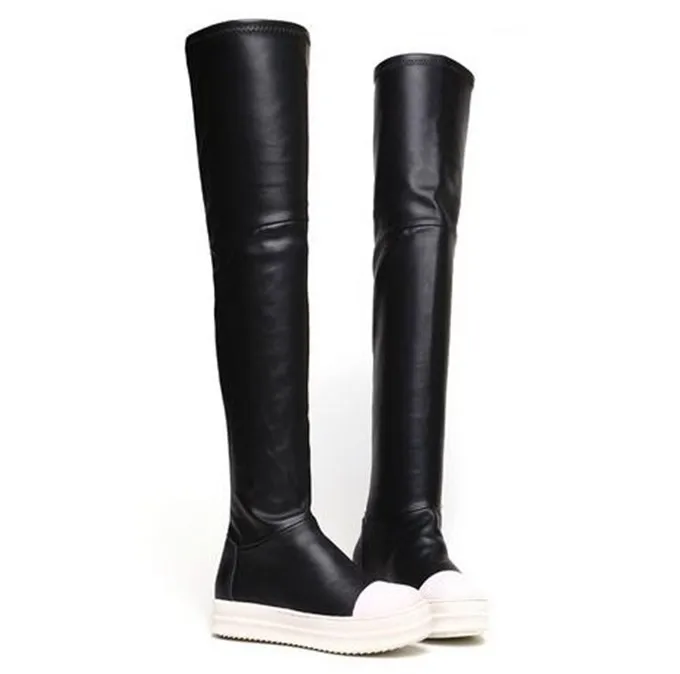 2016-New-Autumn-Womens-Stretch-Slim-Leather-Over-the-Knee-Boots-Casual-Thigh-High-Flat-Boots (2)