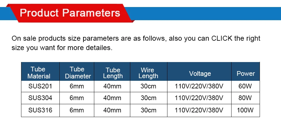 LJXH картридж нагревательный элемент AC110V/220 V/380 V напряжение, 6x40 мм/0,236x1,5" размер трубки, 60 Вт/80 Вт/100 Вт Плесень Нагревательный элемент