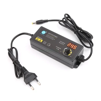 

Adjustable Power Adapter With Voltage Digital Display Screen 3V-12V 5A EU Plug